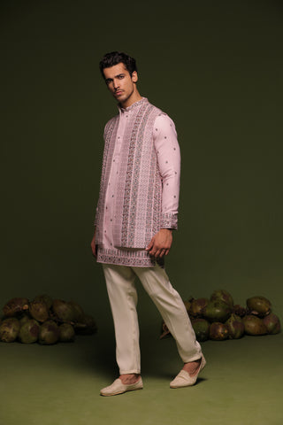 Vrishin Mauve purple Jacket kurta set with trouser