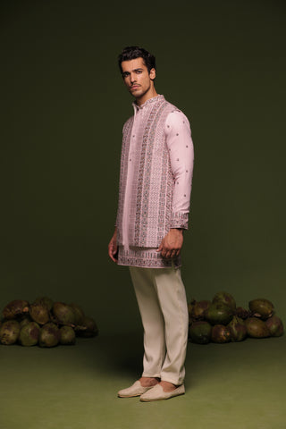 Vrishin Mauve purple Jacket kurta set with trouser