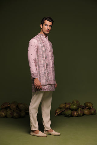 Vrishin Mauve purple Jacket kurta set with trouser