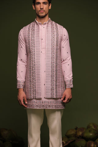 Vrishin Mauve purple Jacket kurta set with trouser