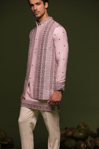 Vrishin Mauve purple Jacket kurta set with trouser