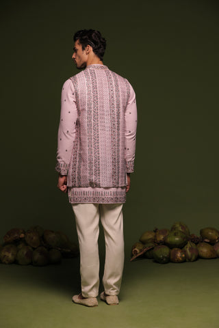 Vrishin Mauve purple Jacket kurta set with trouser