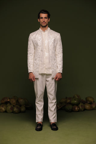 Indra off White Jodhpuri set with shirt and trouser