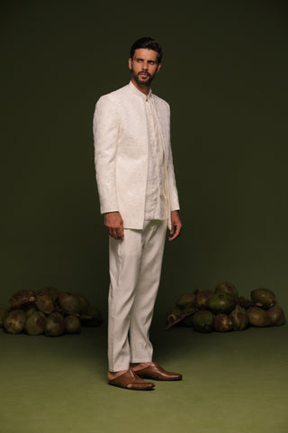 Vayu off White Jodhpuri set with short shirt pant