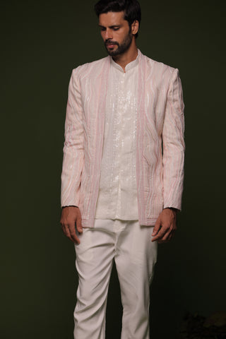 Varuna White Jodhpuri set with short shirt pant