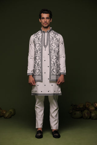 Manu White handwork Jacket kurta set