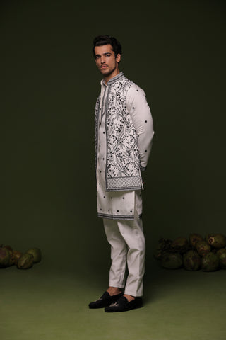 Manu White handwork Jacket kurta set