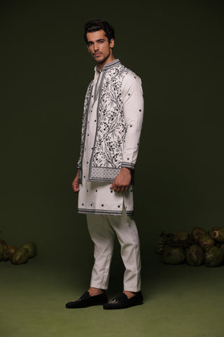 Manu White handwork Jacket kurta set