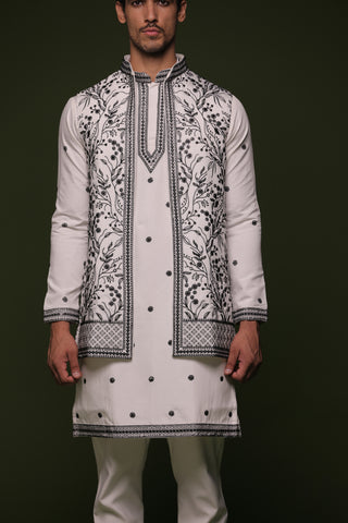 Manu White handwork Jacket kurta set