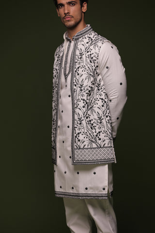 Manu White handwork Jacket kurta set