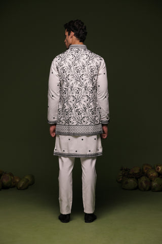 Manu White handwork Jacket kurta set