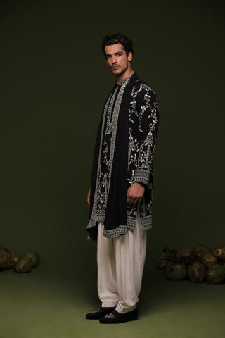 Aryaman Black Kurta set with patiyala and dupatta