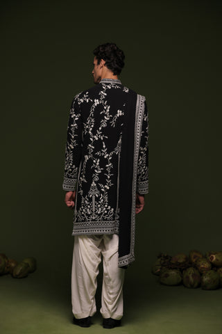 Aryaman Black Kurta set with patiyala and dupatta