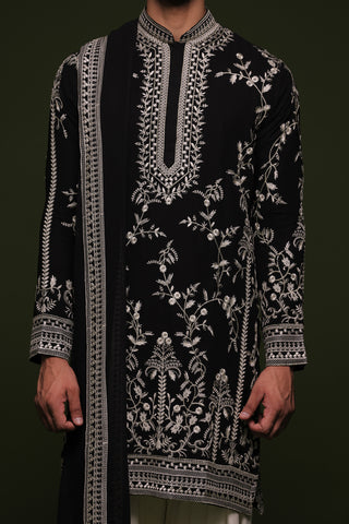 Aryaman Black Kurta set with patiyala and dupatta