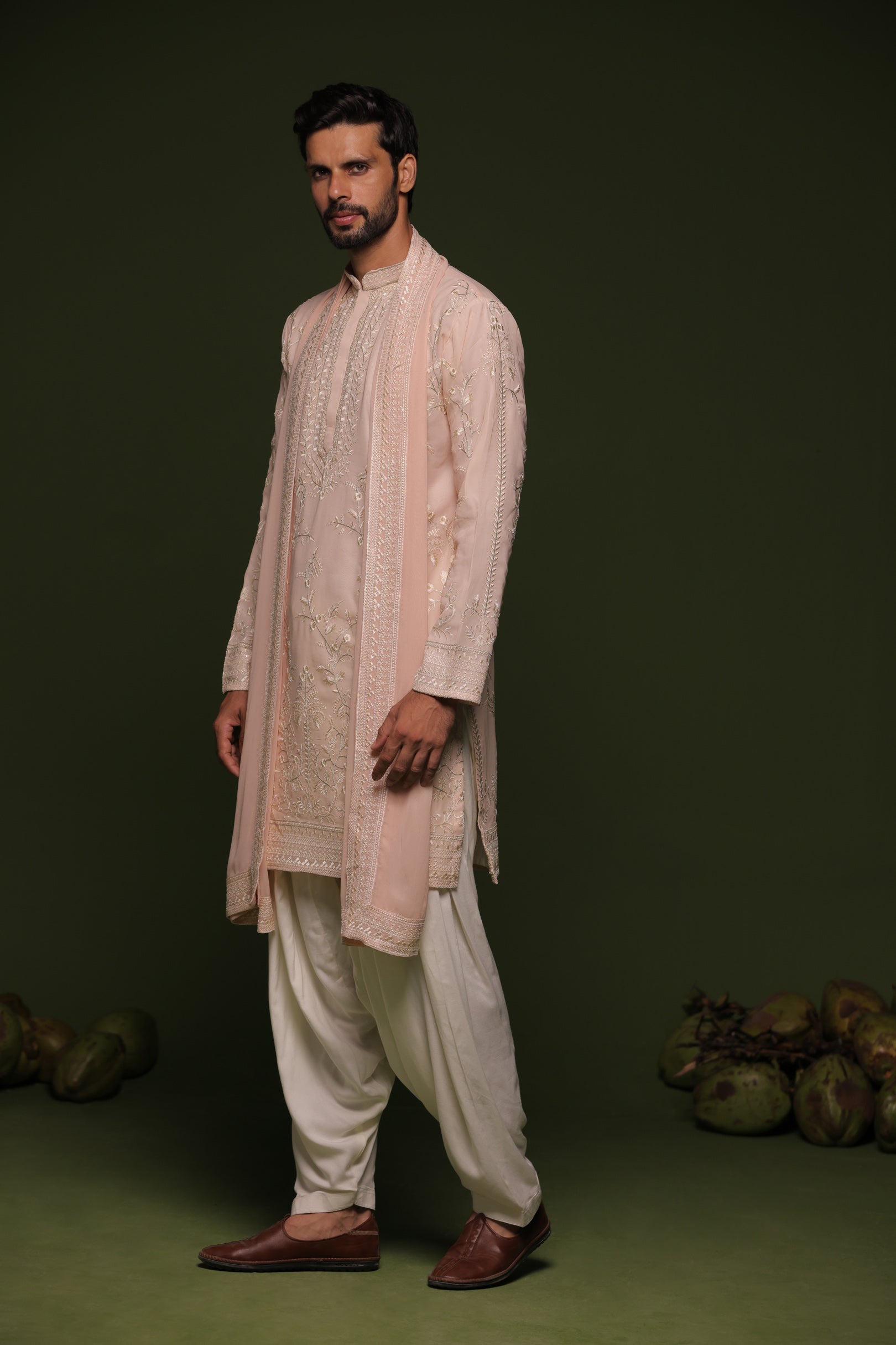 Bhagya Pink Designer Kurta Set for Men with Patiyala Dupatta