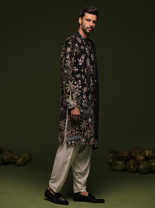 SourabhRaaj jain in Pitri Black Kurta set with patiyala and dupatta