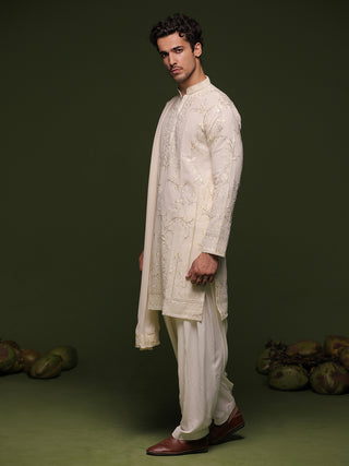 Kubera ivory Kurta set with patiyala and dupatta