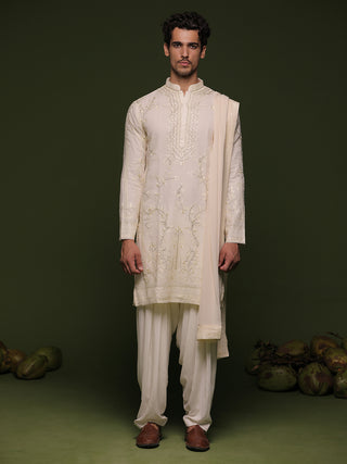 Marut ivory Kurta set with patiyala and dupatta