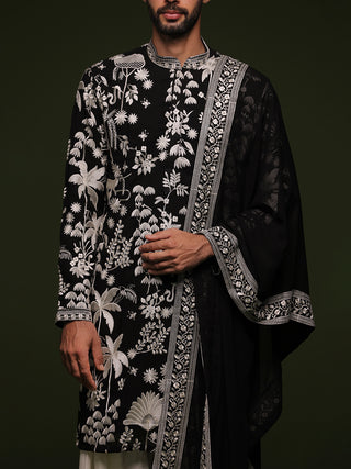 Vasu Black Kurta set with patiyala and dupatta