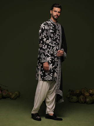 Vasu Black Kurta set with patiyala and dupatta