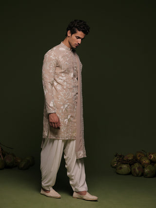 Vritra Beige Kurta set with patiyala and dupatta