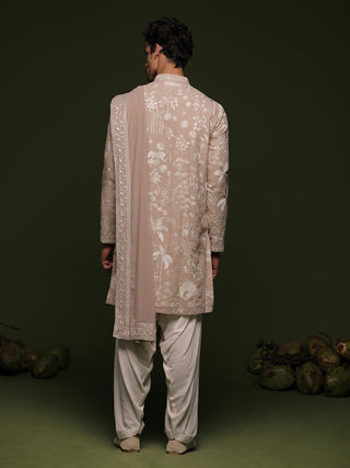 Vritra Beige Kurta set with patiyala and dupatta