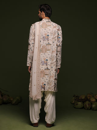 Kubera ivory Kurta set with patiyala and dupatta