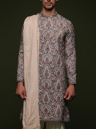 Aja offwhite Kurta set with patiyala and dupatta