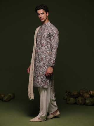 Aja offwhite Kurta set with patiyala and dupatta