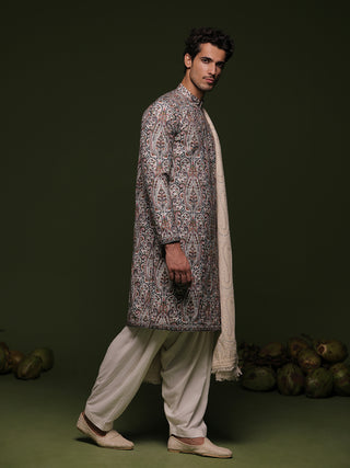 Aja offwhite Kurta set with patiyala and dupatta