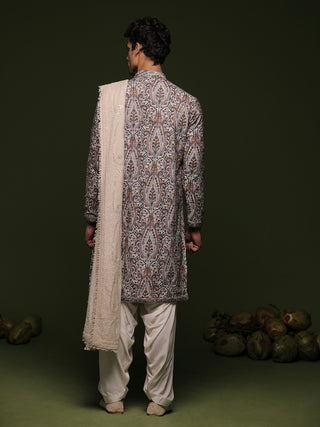 Aja offwhite Kurta set with patiyala and dupatta