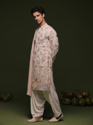 Muni ivory Kurta set with patiyala and dupatta