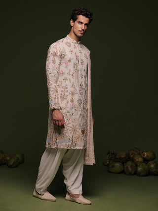 Muni ivory Kurta set with patiyala and dupatta