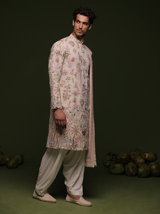 Muni ivory Kurta set with patiyala and dupatta