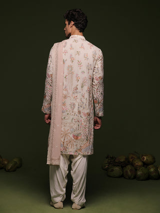 Muni ivory Kurta set with patiyala and dupatta