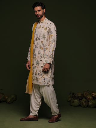 Kubera ivory Kurta set with patiyala and dupatta