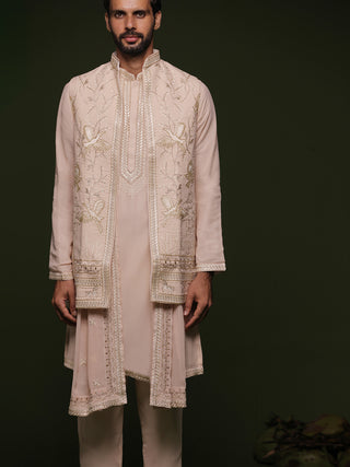 Abhay Light Pink Jacket kurta set with Dupatta