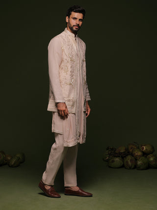 Abhay Light Pink Jacket kurta set with Dupatta